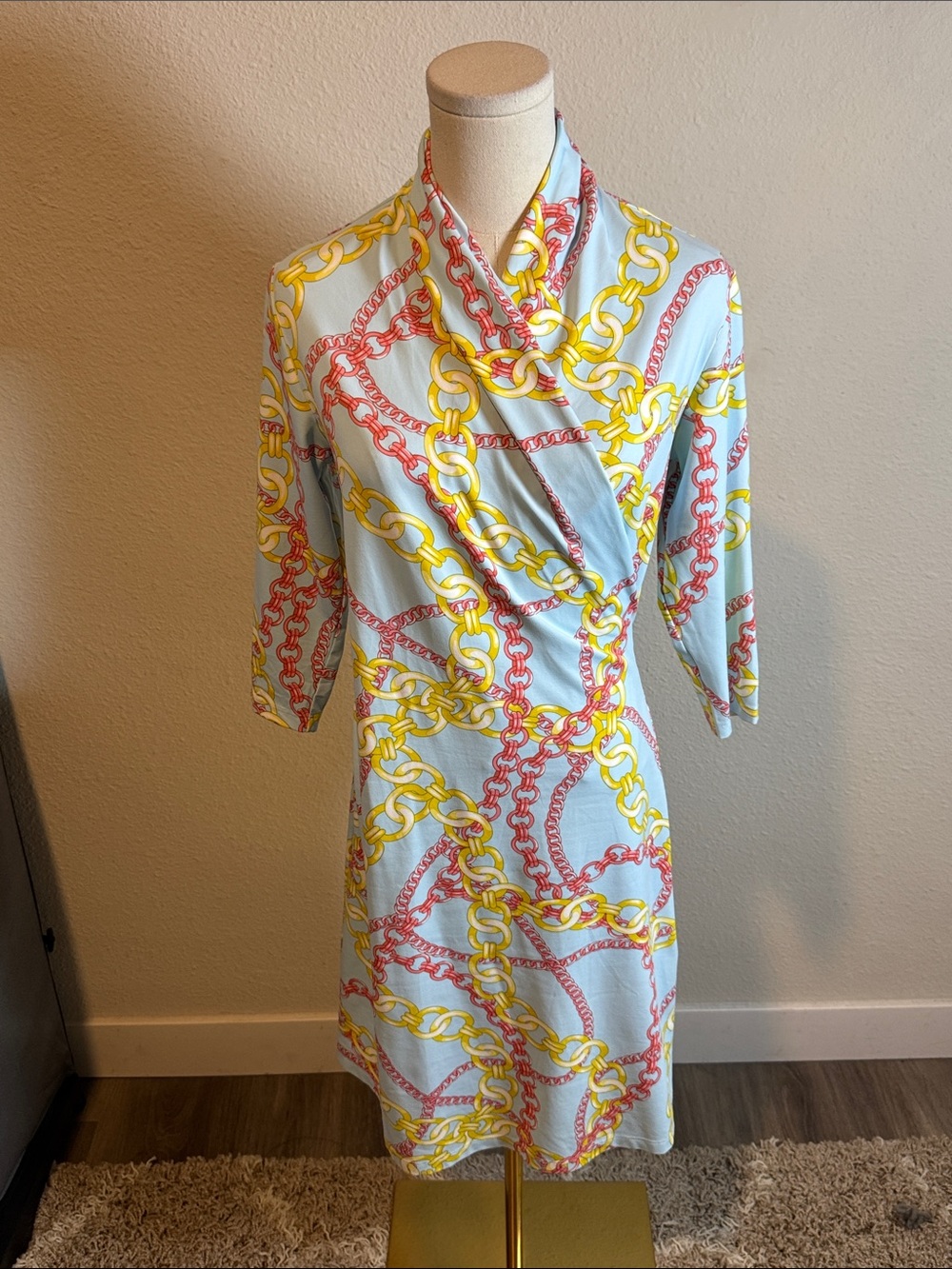 J. McLaughlin Faux Wrap Catalina Dress with Chain Print size Small - Picture 1 of 13